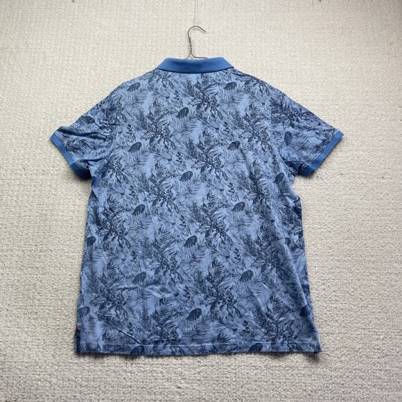 Au Noir Mens 6 / 2XL Polo Blue Tropical Floral AOP Summer Short Sleeve Stretch - Picture 10 of 14